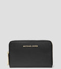 Carteira Michael Kors de couro granulado preta com ferragem dourada