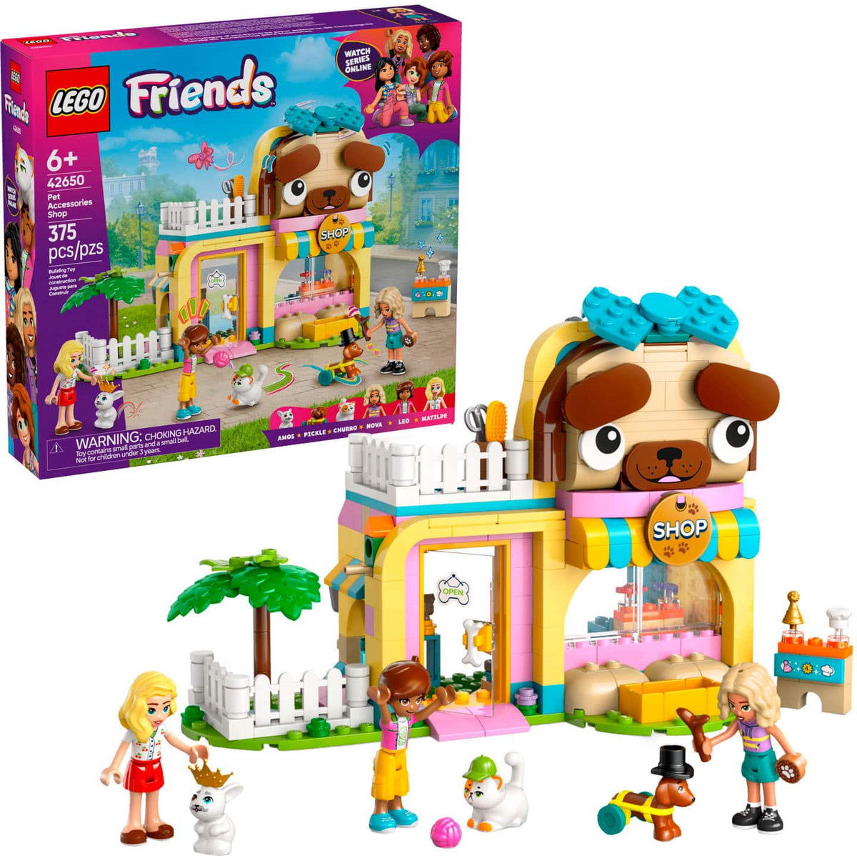 Caixa e montagem do LEGO Friends Pet Accessories Shop, set 42650
