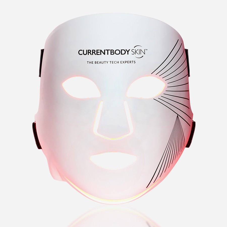 CurrentBody Skin LED Mask Series 2 ligada, luz vermelha acesa